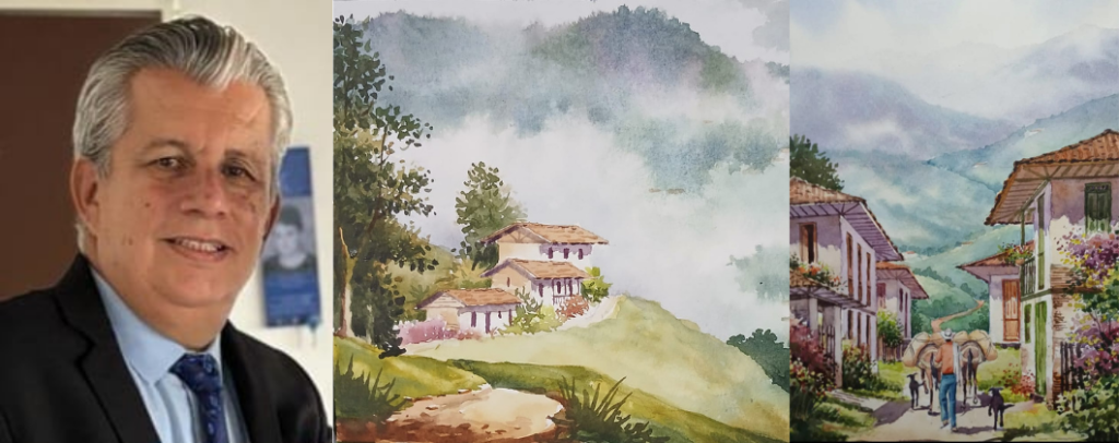 Paisaje cafetero. Acuarela. 2026 Autor: José Héctor Giraldo Cardona